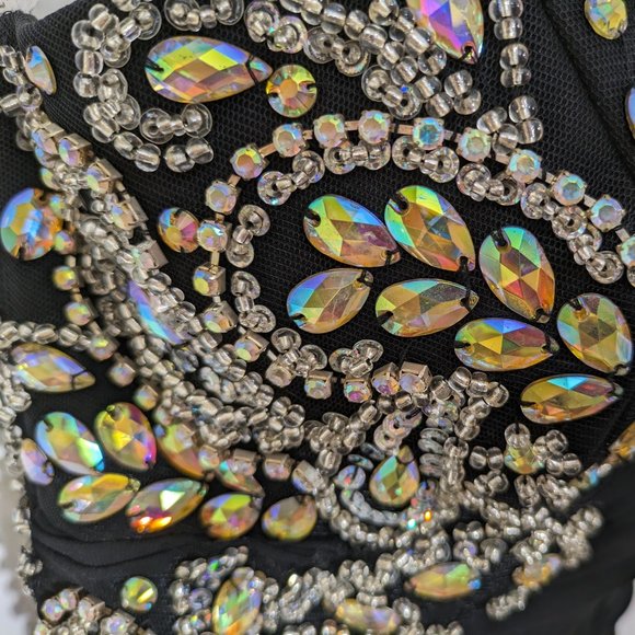 Tiffany Designs Black Rhinestone Sequin Crossover Sleeveless Prom Maxi Dress - 6 - Picture 6 of 16